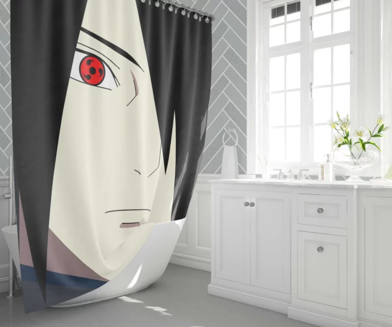 Sasuke Sharingan Unveiling Power Anime Shower Curtain 1