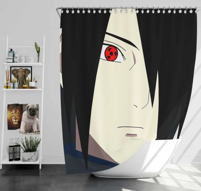 Sasuke Sharingan Unveiling Power Anime Shower Curtain