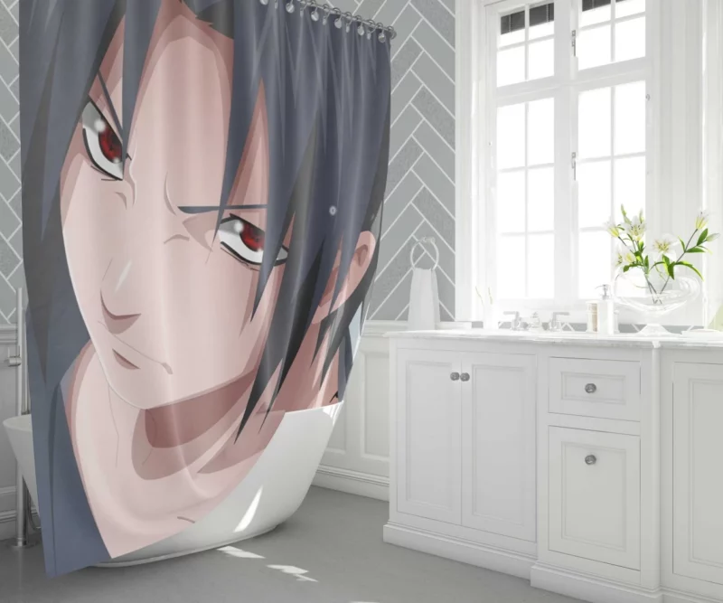 Sasuke Uchiha Avenger Quest Anime Shower Curtain 1