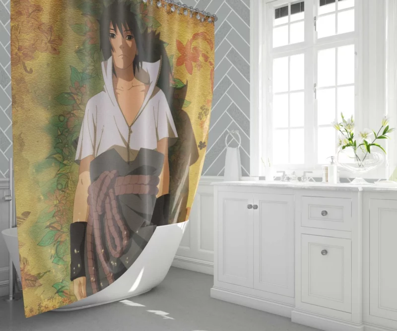 Sasuke Uchiha Heroic Journey Anime Shower Curtain 1