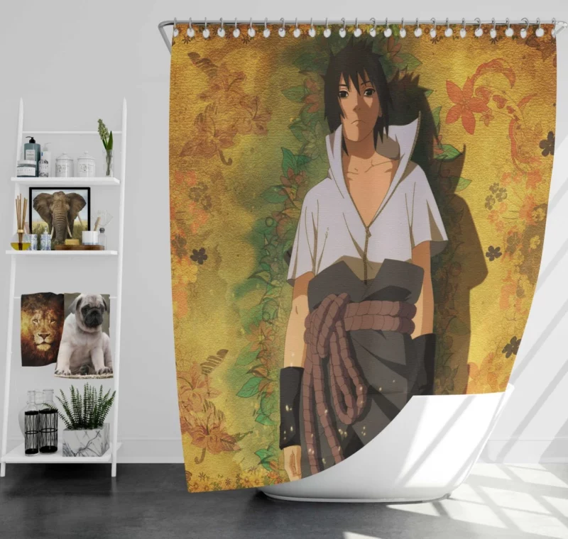 Sasuke Uchiha Heroic Journey Anime Shower Curtain