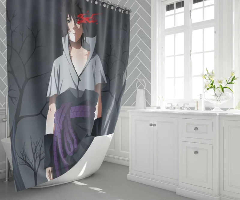 Sasuke Uchiha Journey Continues Anime Shower Curtain 1