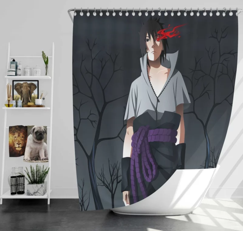 Sasuke Uchiha Journey Continues Anime Shower Curtain