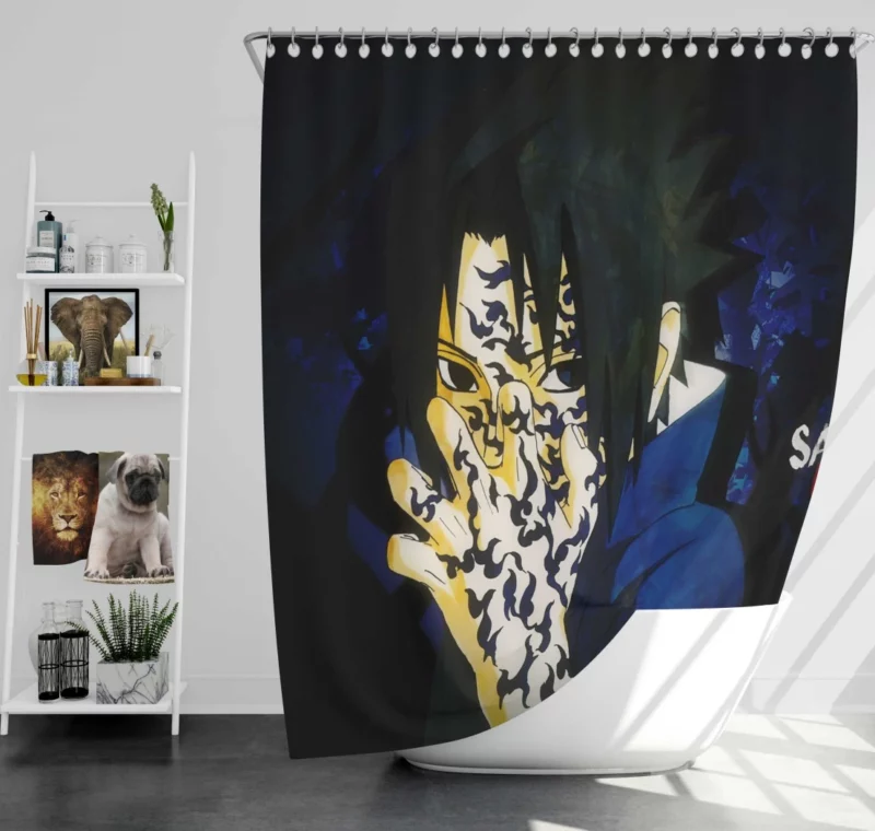 Sasuke Uchiha Ninja Chronicles Anime Shower Curtain