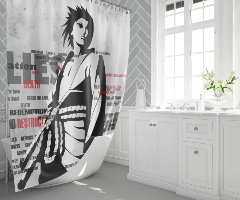 Sasuke Uchiha Ninja Manga Anime Shower Curtain 1