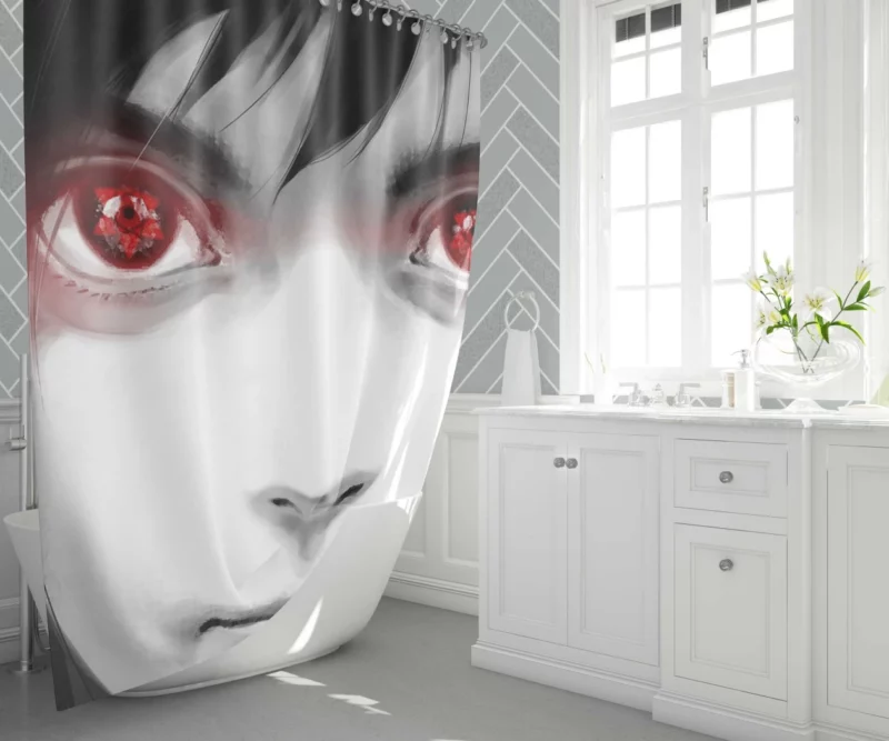 Sharingan Unleashed Sasuke Power Anime Shower Curtain 1