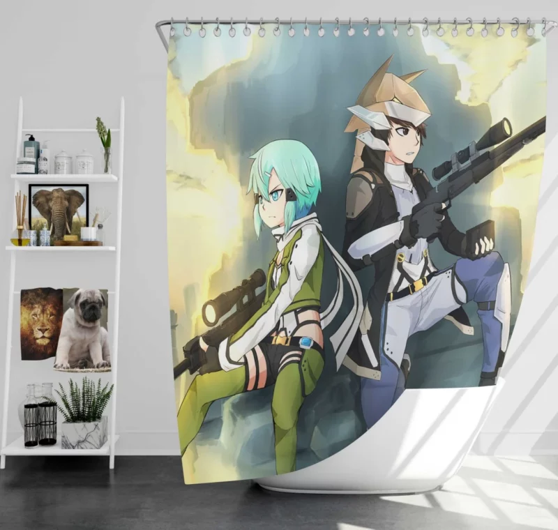 Shino Asada Gun Gale Hero Anime Shower Curtain