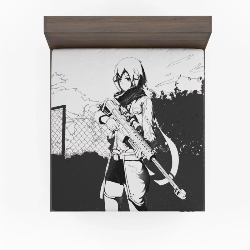 Shino Asada Sinon Monochrome Beauty Anime Fitted Sheet