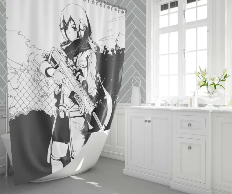 Shino Asada Sinon Monochrome Beauty Anime Shower Curtain 1