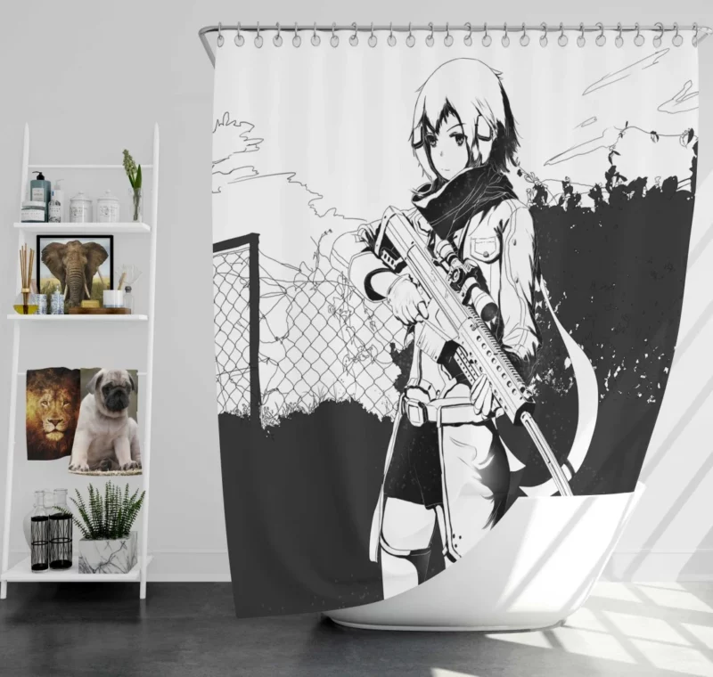 Shino Asada Sinon Monochrome Beauty Anime Shower Curtain