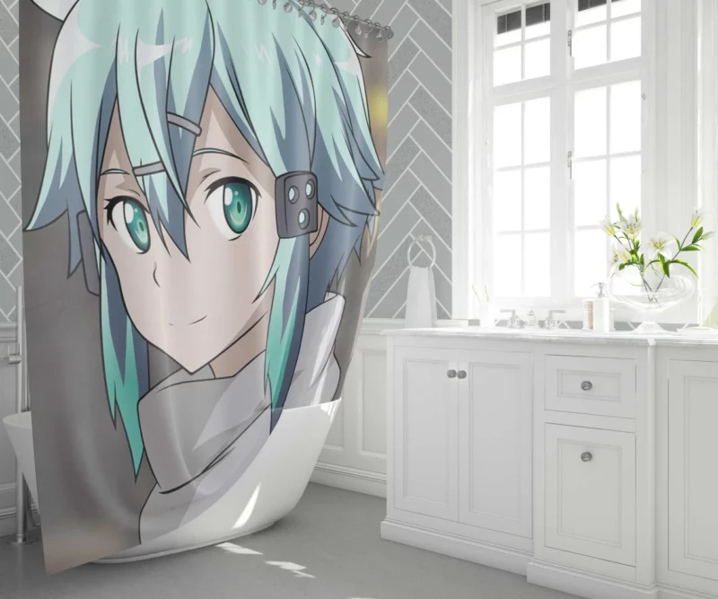 Shino Asada Sinon Unyielding Determination Anime Shower Curtain 1