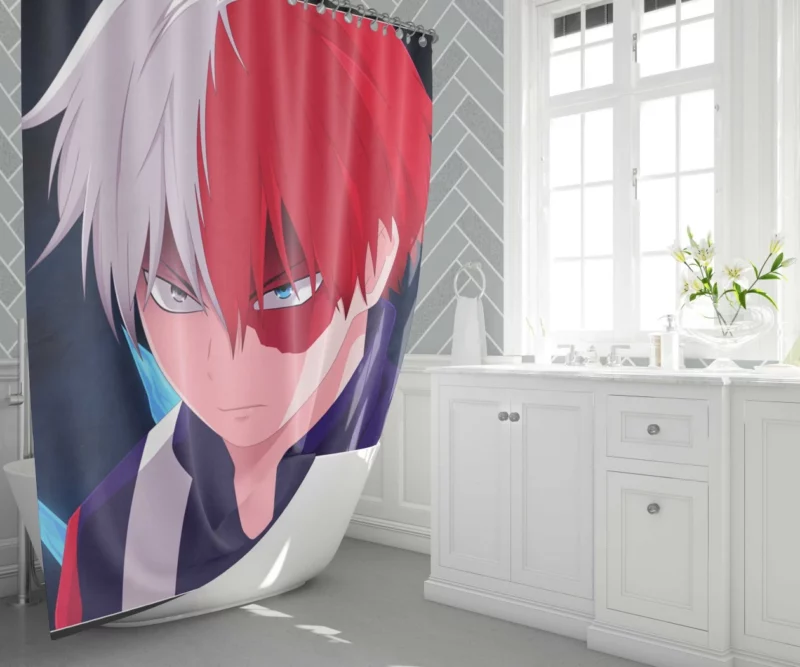 Shoto Todoroki Dual Flames Anime Shower Curtain 1