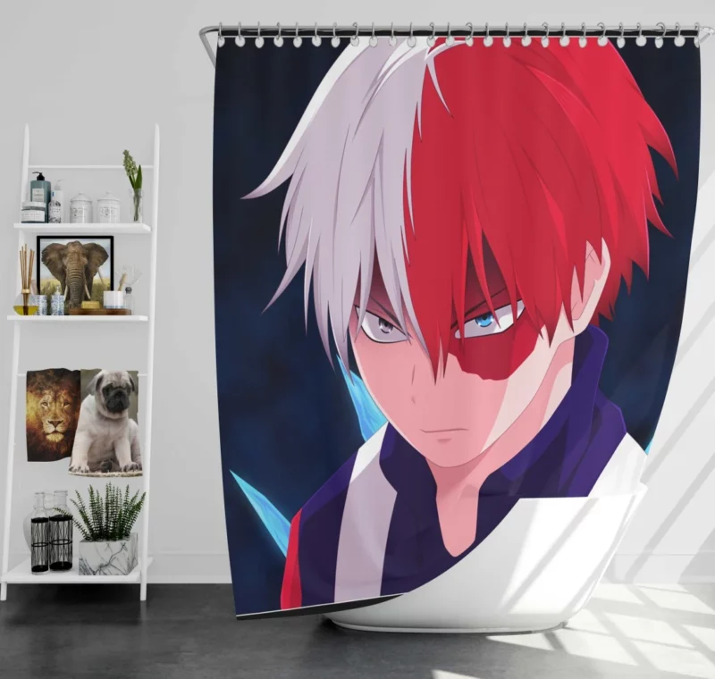 Shoto Todoroki Dual Flames Anime Shower Curtain