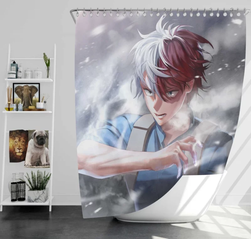 Shoto Todoroki Dual Quirk Hero Anime Shower Curtain