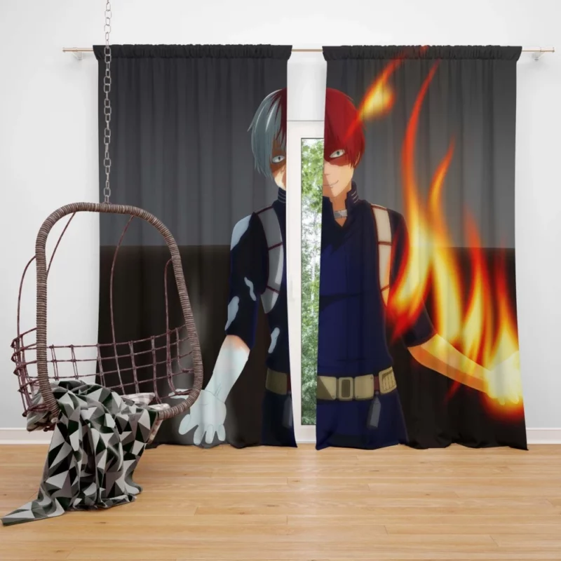 Shoto Todoroki Flames Unleashed Anime Curtain