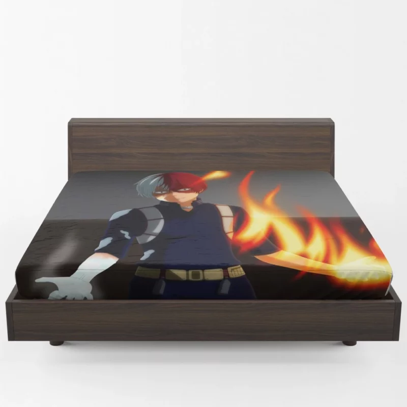 Shoto Todoroki Flames Unleashed Anime Fitted Sheet 1