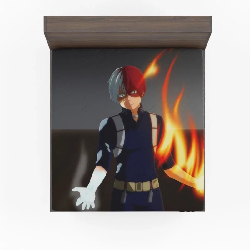 Shoto Todoroki Flames Unleashed Anime Fitted Sheet