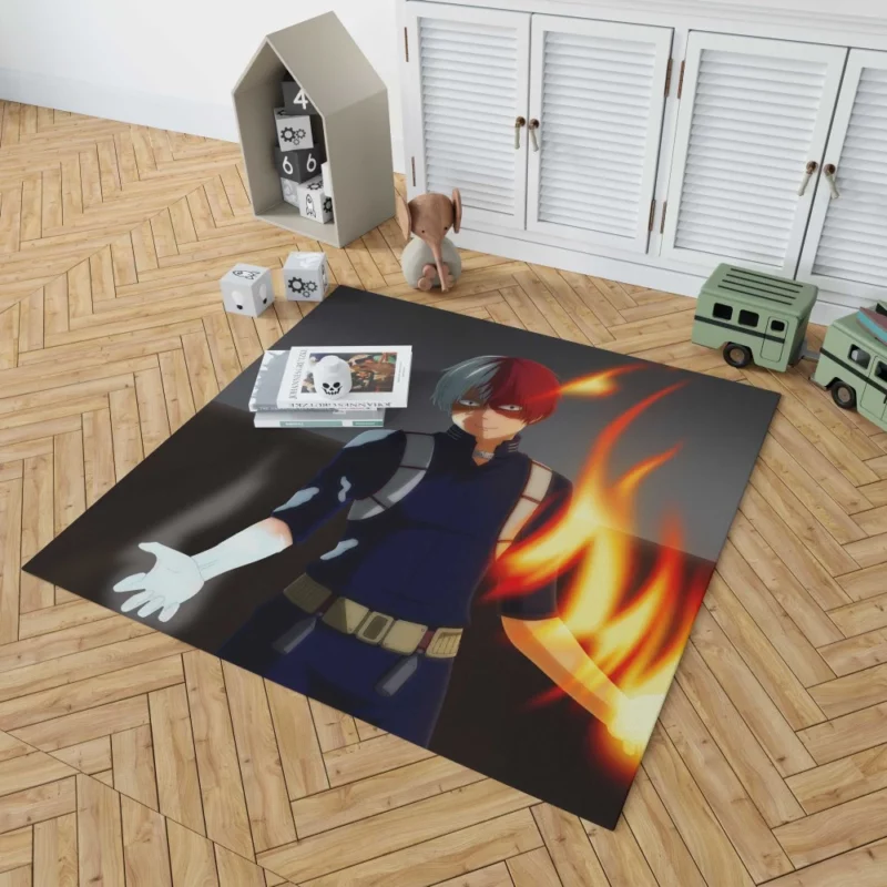 Shoto Todoroki Flames Unleashed Anime Rug 1