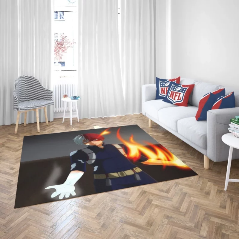 Shoto Todoroki Flames Unleashed Anime Rug 2