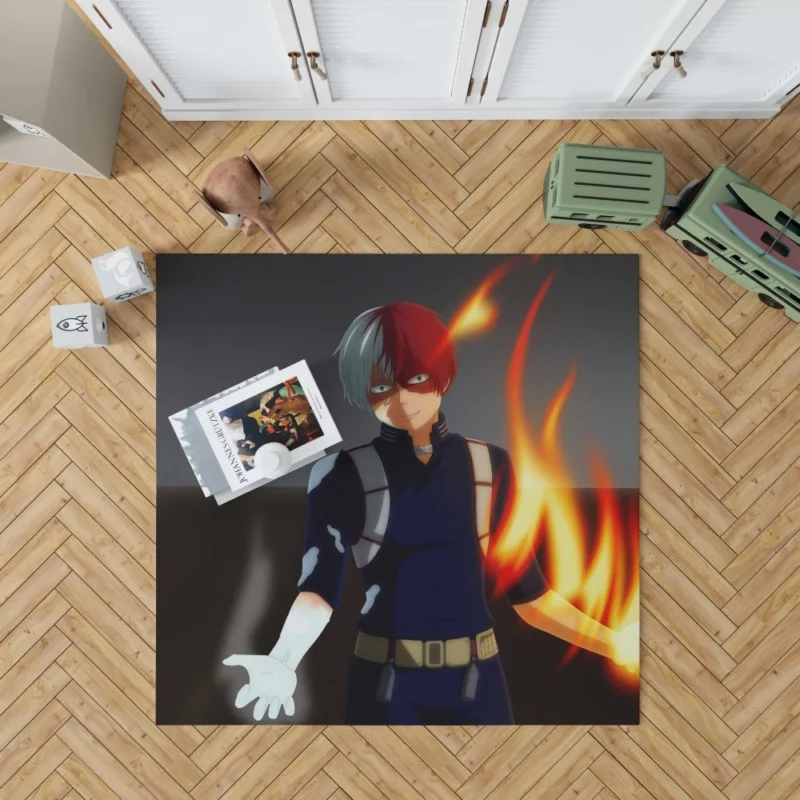 Shoto Todoroki Flames Unleashed Anime Rug