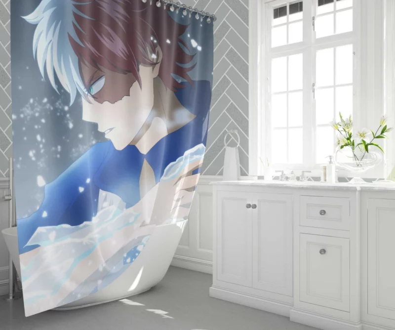 Shoto Todoroki Frozen Power Anime Shower Curtain 1