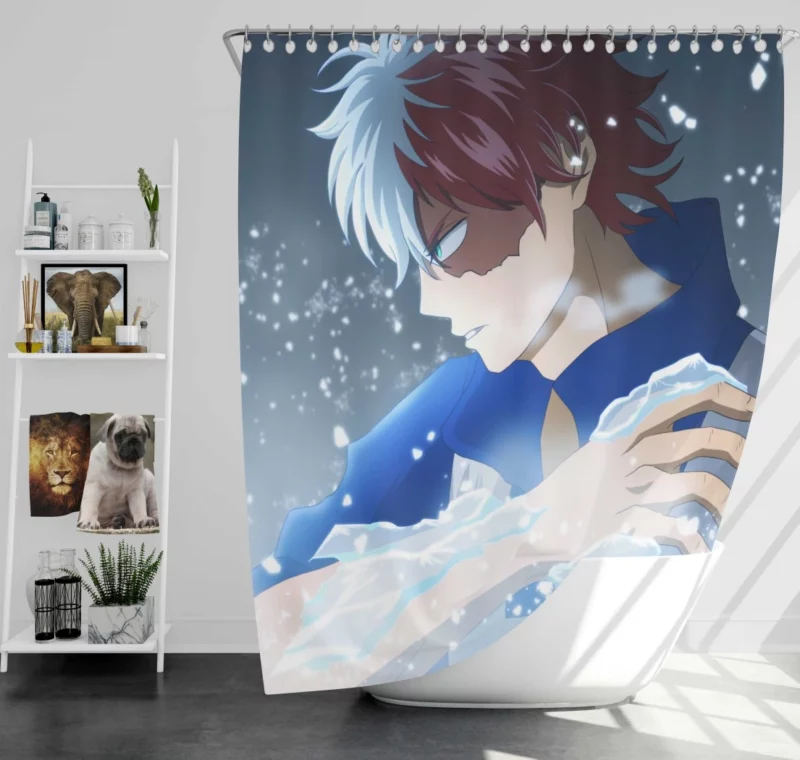 Shoto Todoroki Frozen Power Anime Shower Curtain