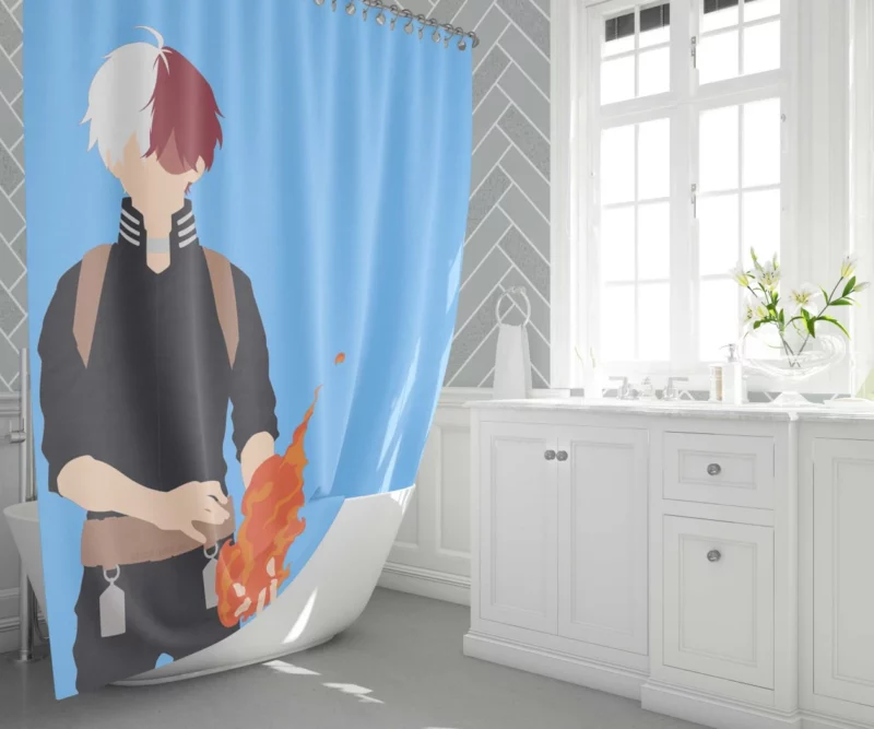 Shoto Todoroki Half-and-Half Quirk Anime Shower Curtain 1