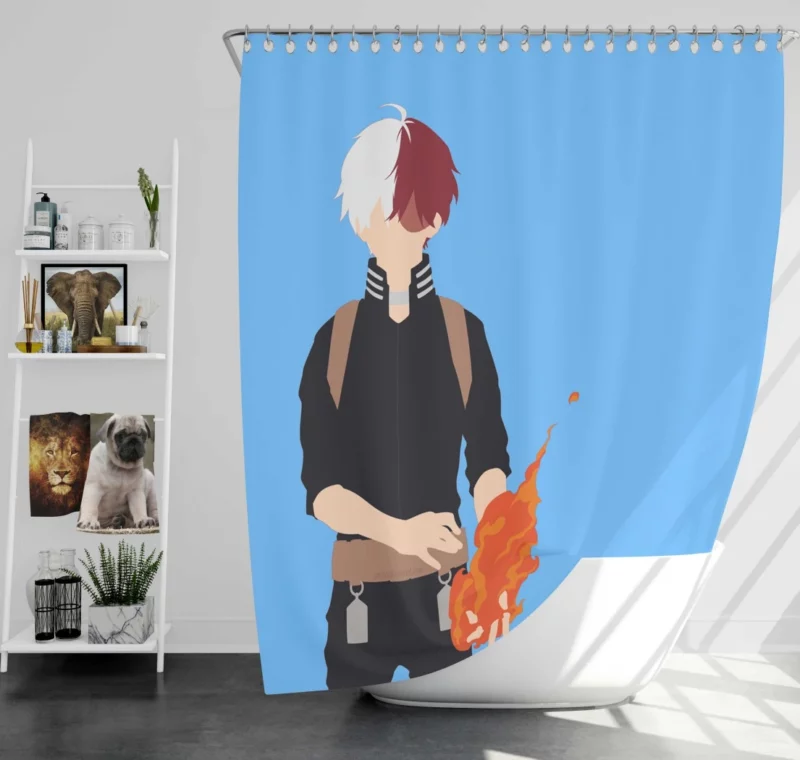 Shoto Todoroki Half-and-Half Quirk Anime Shower Curtain