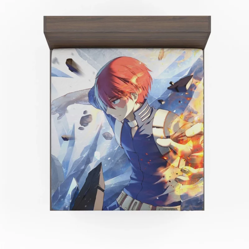 Shoto Todoroki Heroic Journey Anime Fitted Sheet