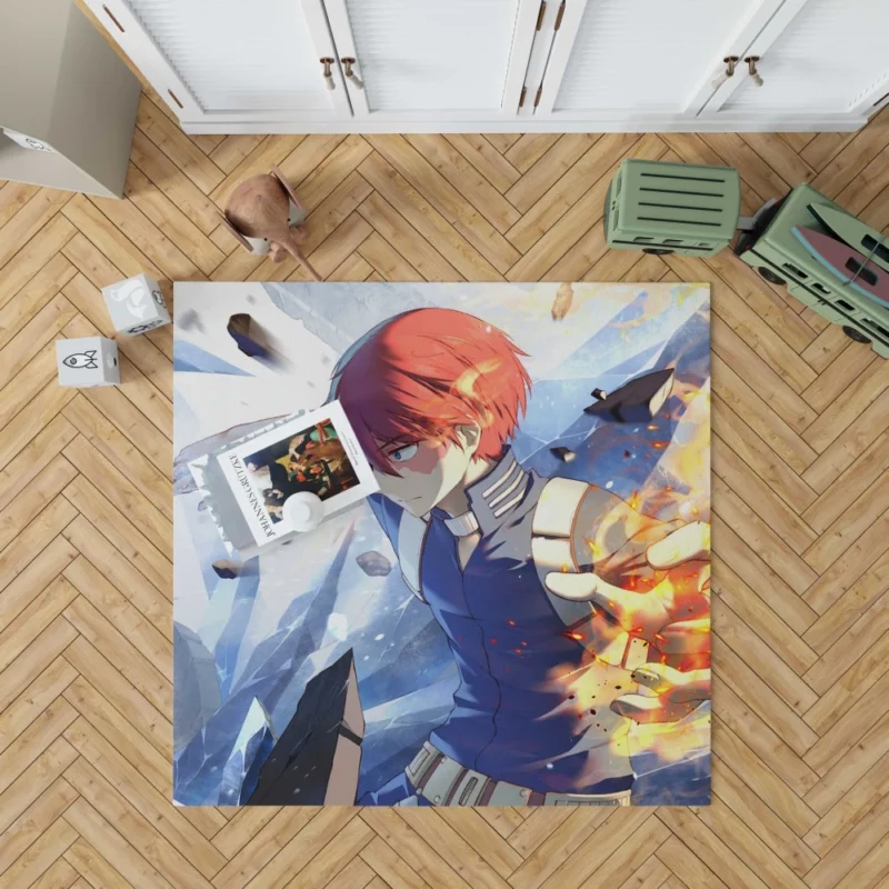 Shoto Todoroki Heroic Journey Anime Rug