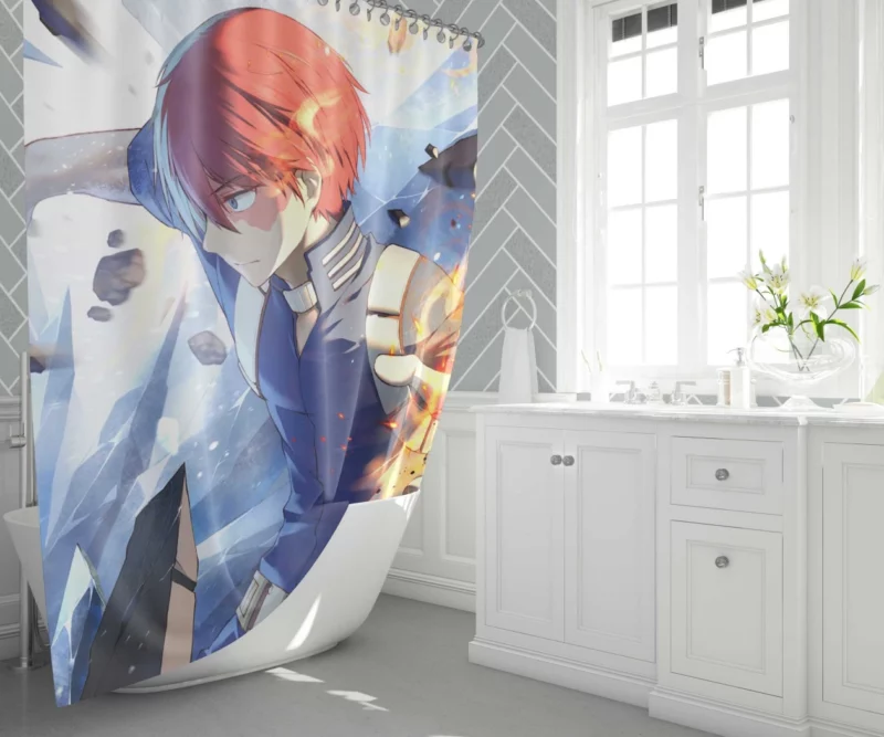 Shoto Todoroki Heroic Journey Anime Shower Curtain 1