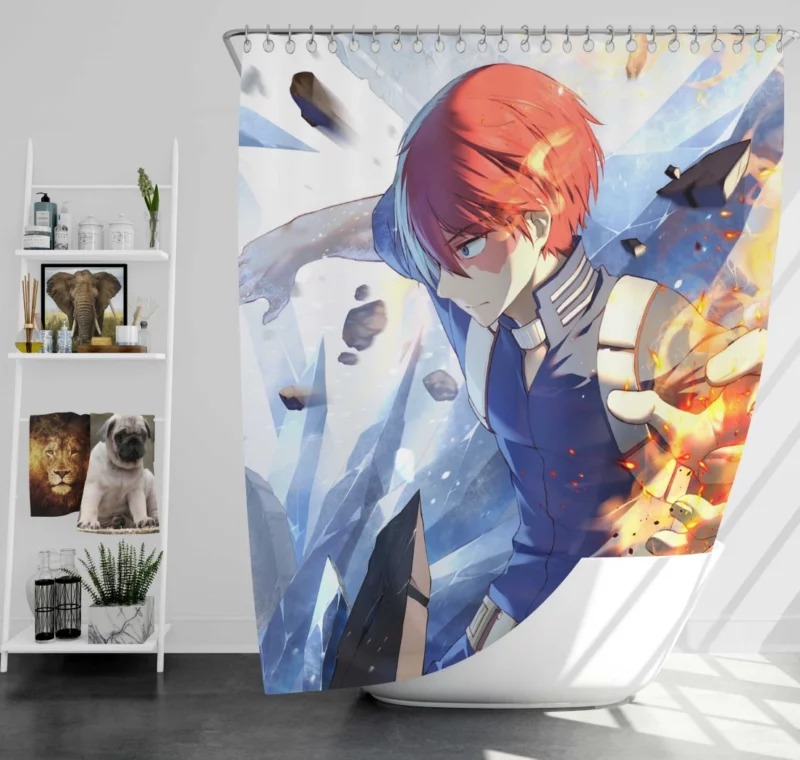 Shoto Todoroki Heroic Journey Anime Shower Curtain