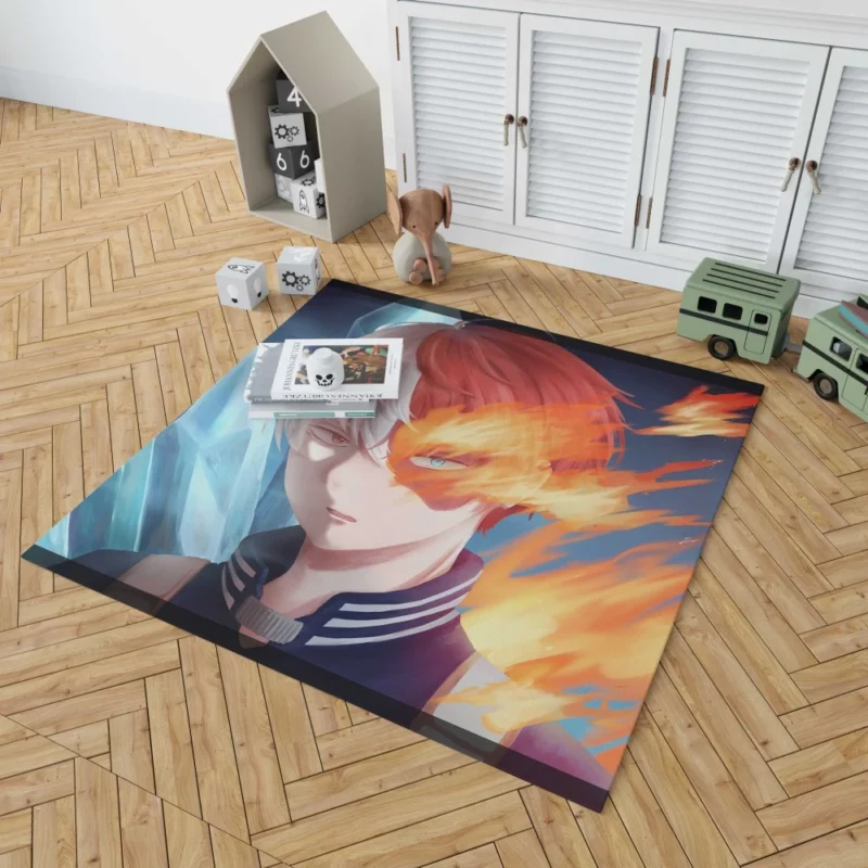 Shoto Todoroki Heroic Resolve Anime Rug 1