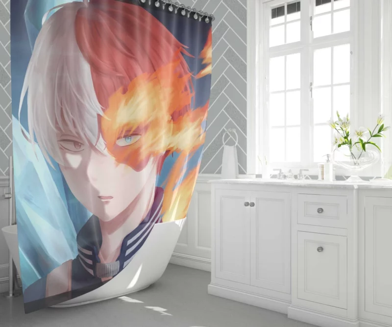 Shoto Todoroki Heroic Resolve Anime Shower Curtain 1