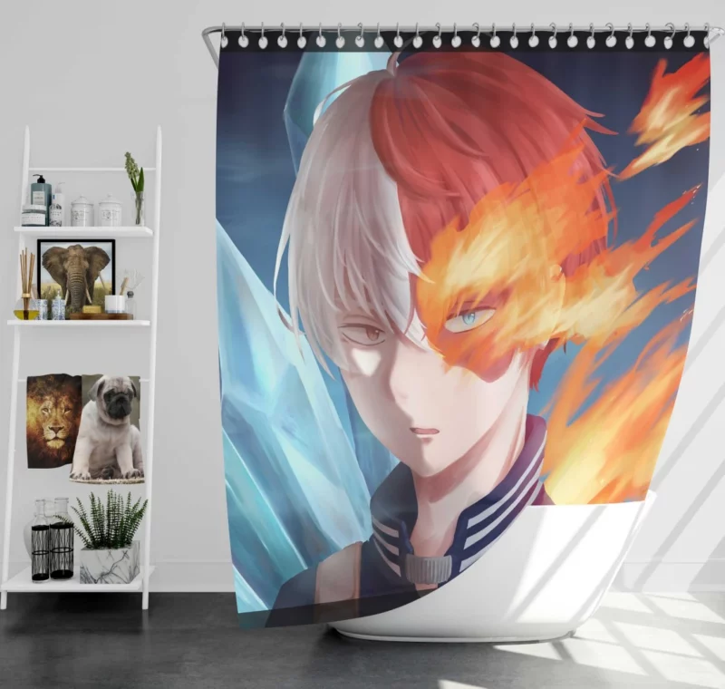 Shoto Todoroki Heroic Resolve Anime Shower Curtain