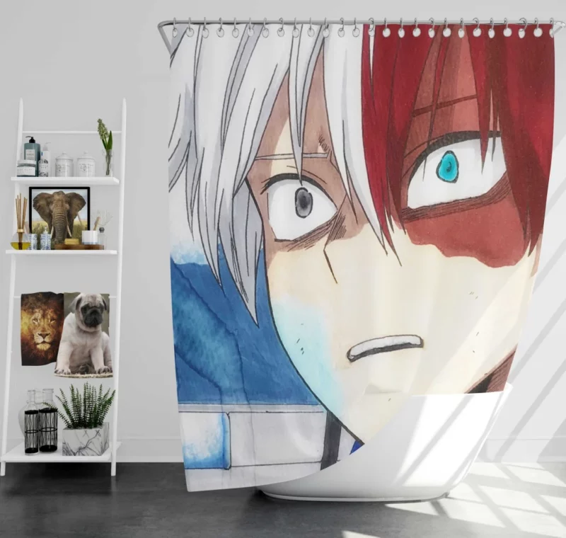 Shoto Todoroki Icy Firepower Anime Shower Curtain