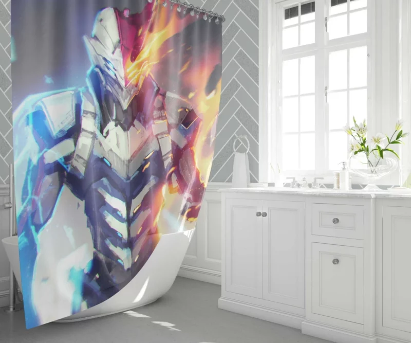 Shoto Todoroki Mecha Hero Anime Shower Curtain 1