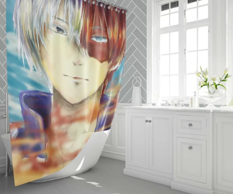 Shoto Todoroki Power Unleashed Anime Shower Curtain 1