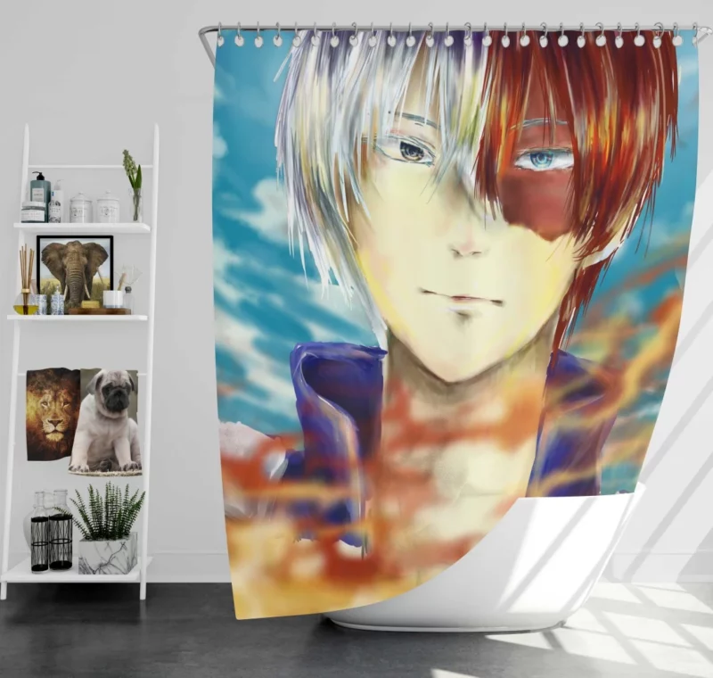 Shoto Todoroki Power Unleashed Anime Shower Curtain