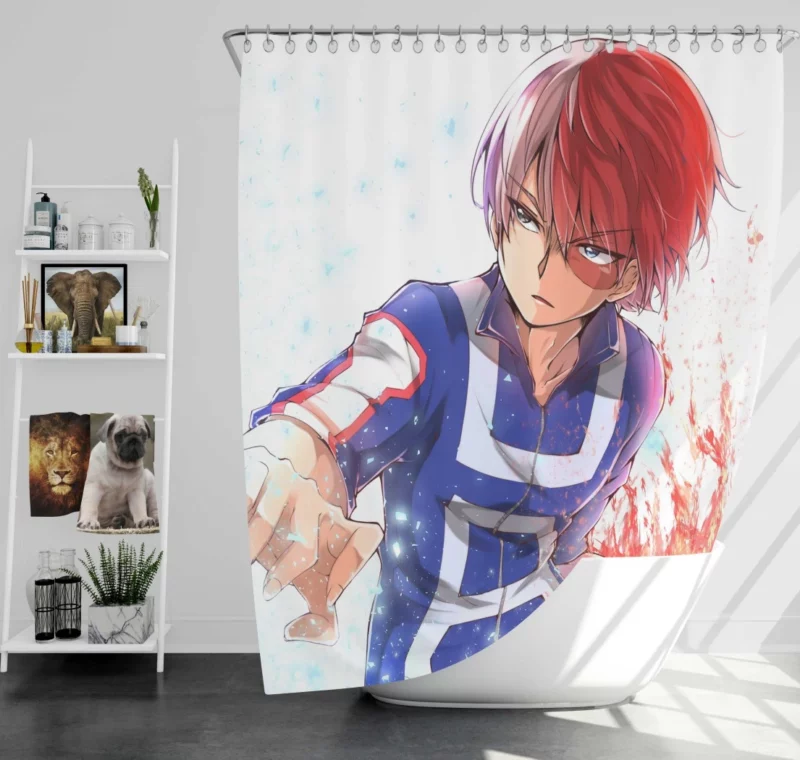 Shoto Todoroki Power of Elements Anime Shower Curtain