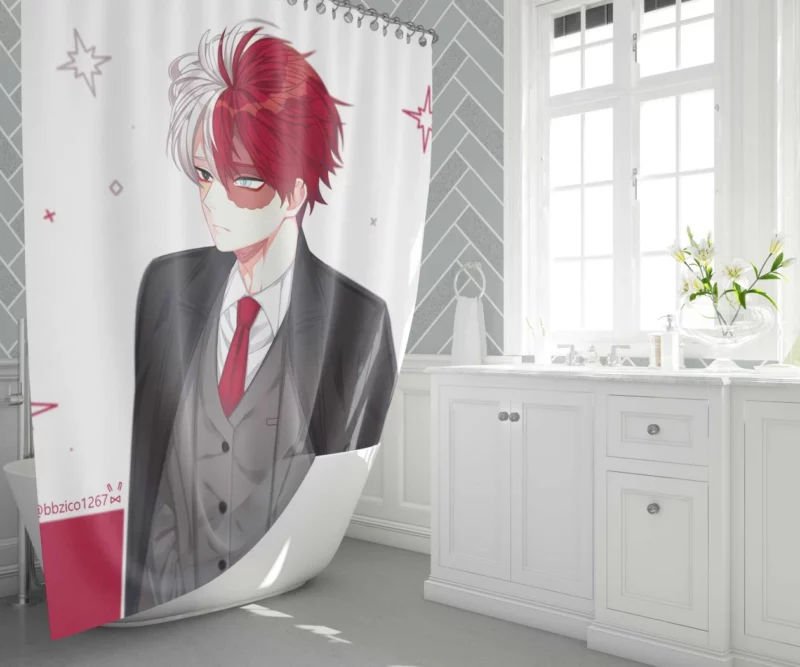 Shoto Todoroki Quirk Unleashed Anime Shower Curtain 1