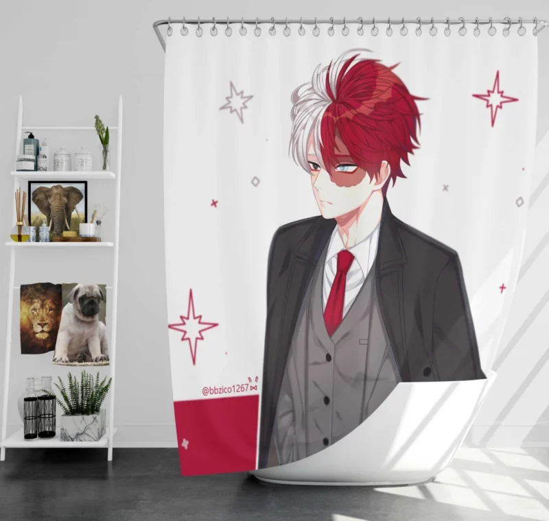 Shoto Todoroki Quirk Unleashed Anime Shower Curtain