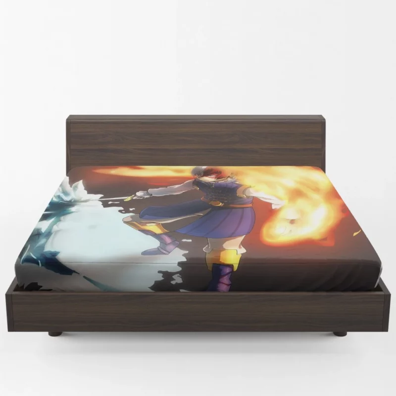 Shoto Todoroki Rising Hero Anime Fitted Sheet 1