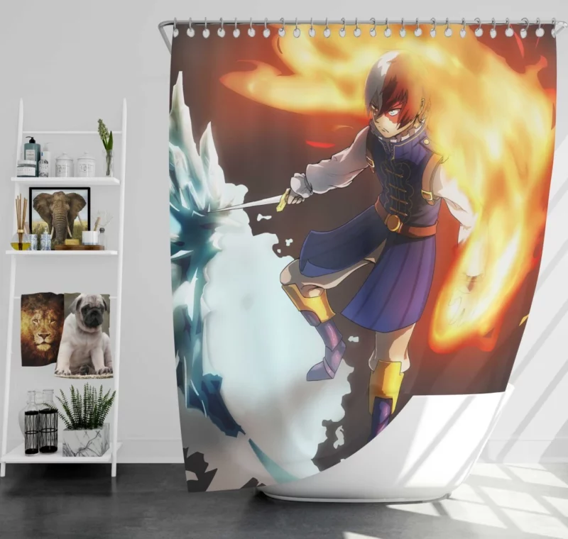 Shoto Todoroki Rising Hero Anime Shower Curtain