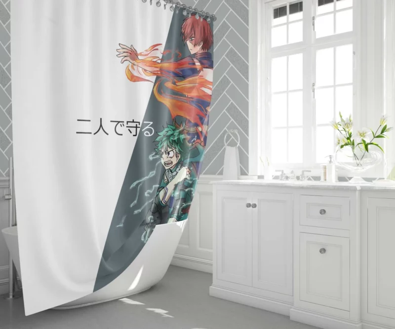 Shoto and Izuku Powerful Pair Anime Shower Curtain 1