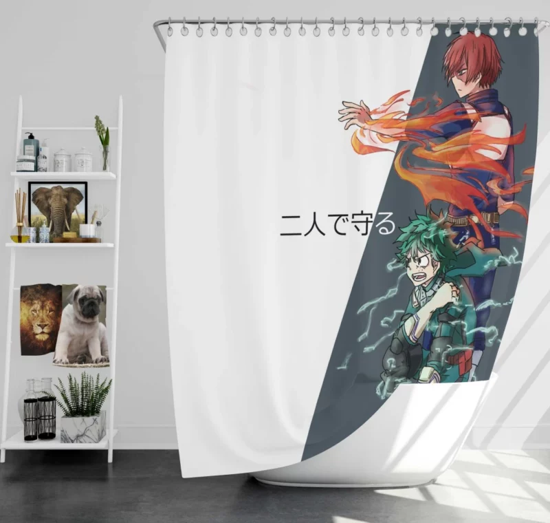 Shoto and Izuku Powerful Pair Anime Shower Curtain