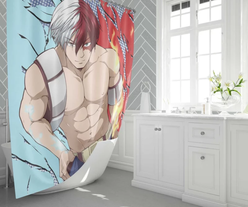 Shouto Todoroki Fire and Ice Anime Shower Curtain 1