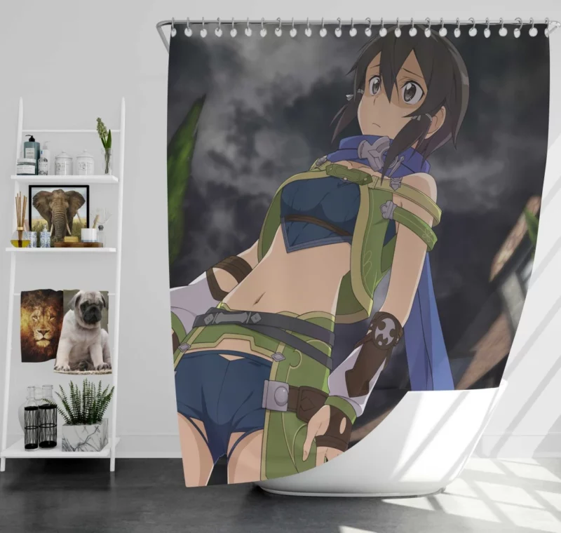 Sinon Aim & Fire Anime Shower Curtain