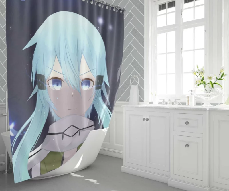 Sinon Descent into VR Anime Shower Curtain 1