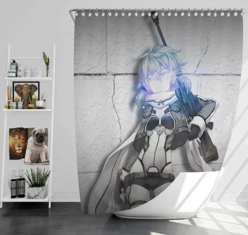 Sinon Gun Gale Adventure Anime Shower Curtain